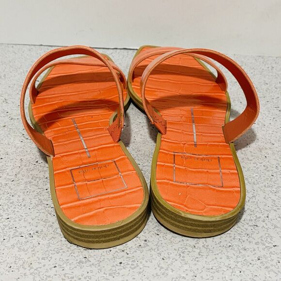 Dolce Vita Isaac Sandals 6.5M Orange Moc Croc Strappy Slides Low Heel Beachy - Picture 5 of 8
